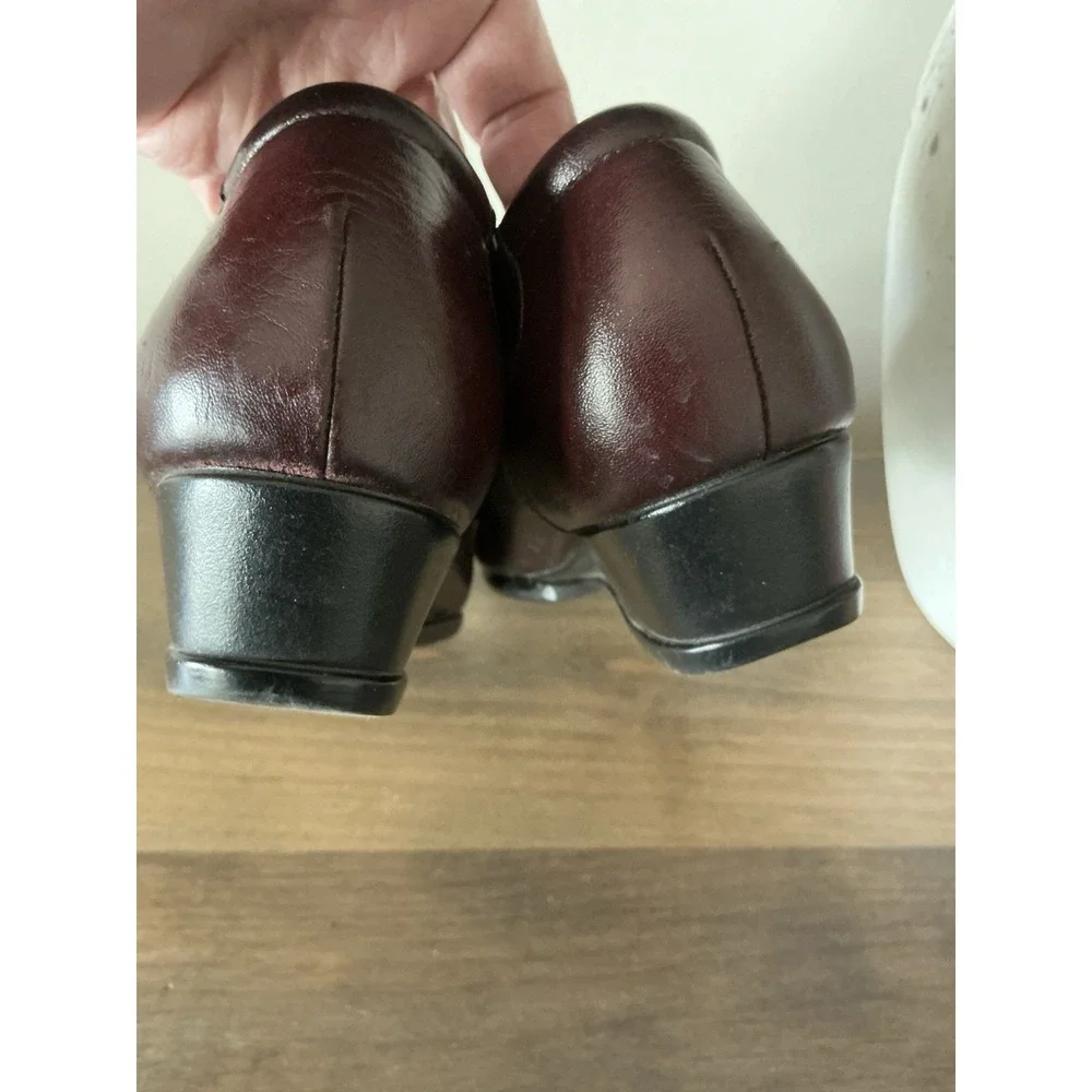 SAS Shoes Womens Easier Low Wedge Slip On Loafers Brown Leather Casual‎ 8.5 Slim